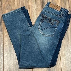 Suzanne Betro Straight Reverse Side Trim Jeans NWT